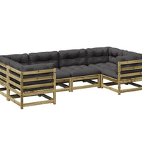 6-tlg. Garten-Sofagarnitur mit Kissen Kiefernholz Imprägniert