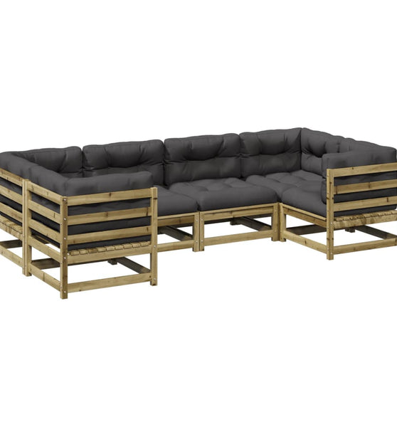6-tlg. Garten-Sofagarnitur mit Kissen Kiefernholz Imprägniert