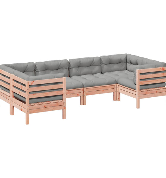 6-tlg. Garten-Sofagarnitur mit Kissen Massivholz Douglasie
