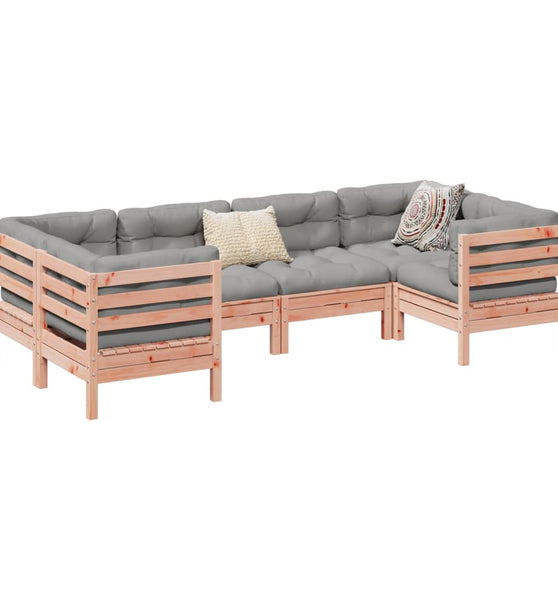 6-tlg. Garten-Sofagarnitur mit Kissen Massivholz Douglasie