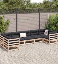 7-tlg. Garten-Sofagarnitur mit Kissen Massivholz Kiefer