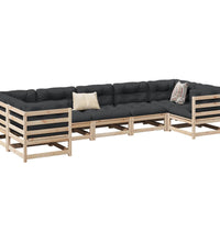 7-tlg. Garten-Sofagarnitur mit Kissen Massivholz Kiefer