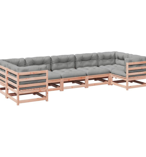 7-tlg. Garten-Sofagarnitur mit Kissen Massivholz Douglasie