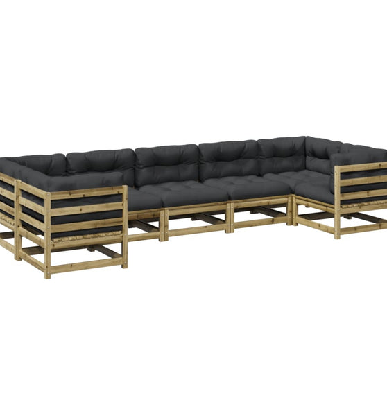 7-tlg. Garten-Sofagarnitur mit Kissen Kiefernholz Imprägniert