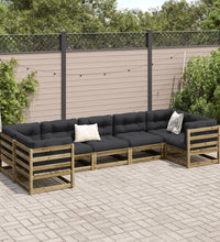 7-tlg. Garten-Sofagarnitur mit Kissen Kiefernholz Imprägniert