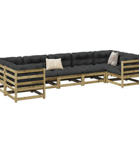 7-tlg. Garten-Sofagarnitur mit Kissen Kiefernholz Imprägniert