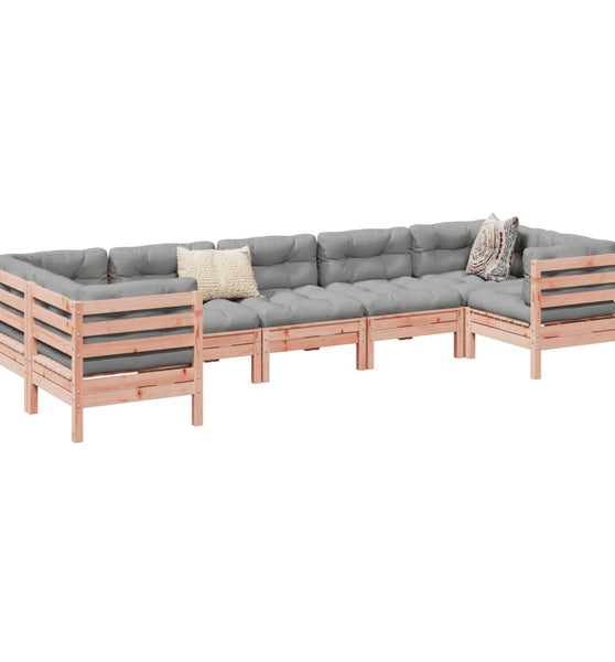 7-tlg. Garten-Sofagarnitur mit Kissen Massivholz Douglasie