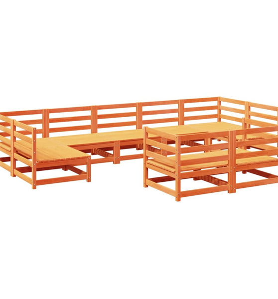 9-tlg. Garten-Sofagarnitur Wachsbraun Massivholz Kiefer