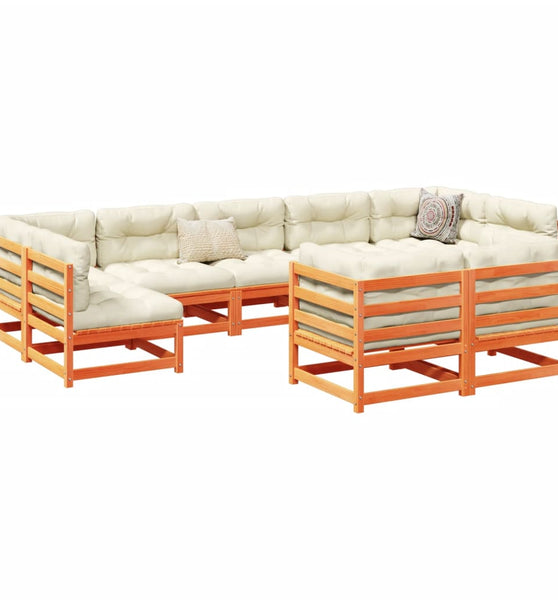 9-tlg. Garten-Sofagarnitur Wachsbraun Massivholz Kiefer