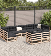 9-tlg. Garten-Sofagarnitur mit Kissen Massivholz Kiefer