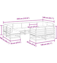 9-tlg. Garten-Sofagarnitur mit Kissen Massivholz Kiefer