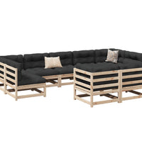 9-tlg. Garten-Sofagarnitur mit Kissen Massivholz Kiefer