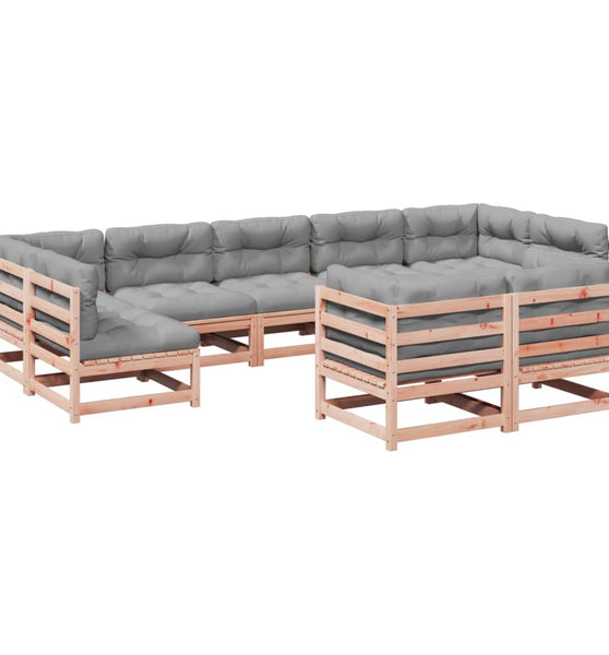 9-tlg. Garten-Sofagarnitur mit Kissen Massivholz Douglasie