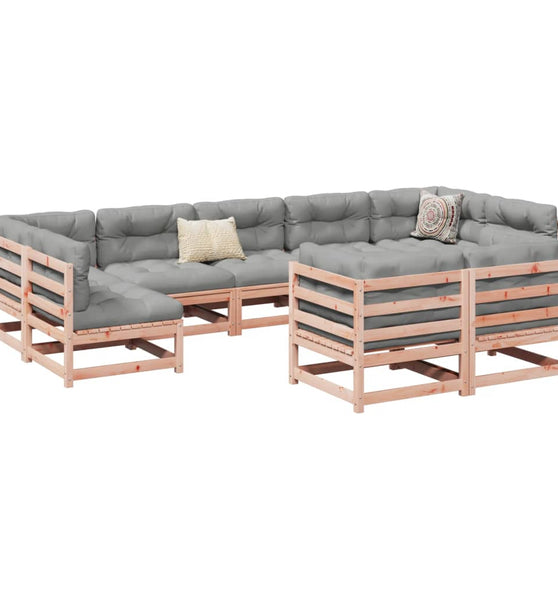 9-tlg. Garten-Sofagarnitur mit Kissen Massivholz Douglasie