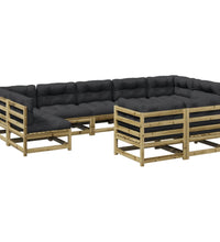 9-tlg. Garten-Sofagarnitur mit Kissen Kiefernholz Imprägniert