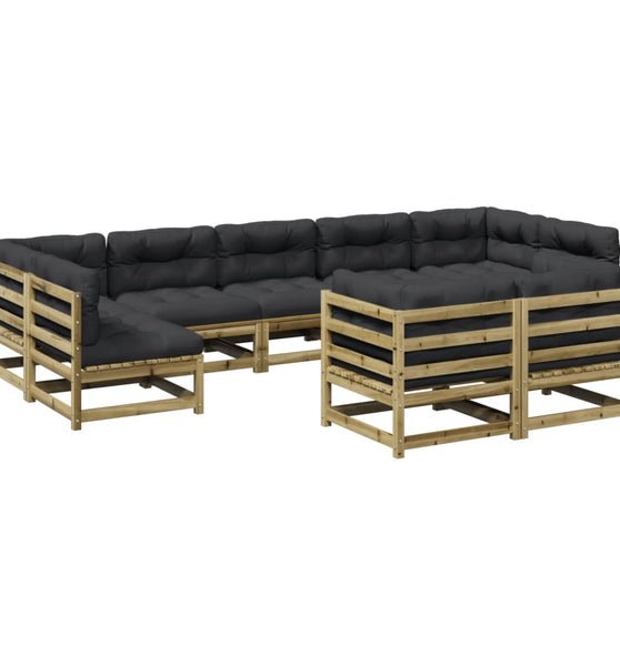 9-tlg. Garten-Sofagarnitur mit Kissen Kiefernholz Imprägniert