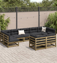 9-tlg. Garten-Sofagarnitur mit Kissen Kiefernholz Imprägniert