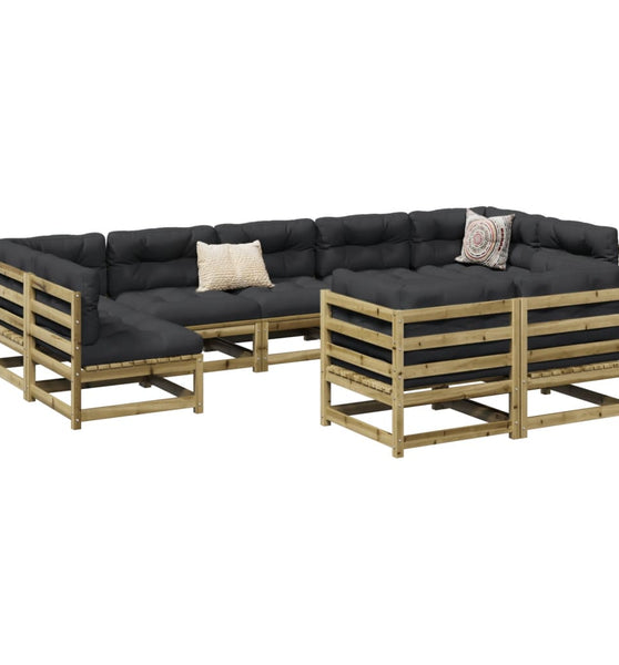 9-tlg. Garten-Sofagarnitur mit Kissen Kiefernholz Imprägniert