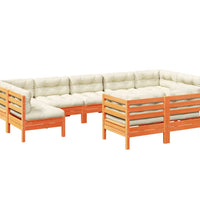9-tlg. Garten-Sofagarnitur mit Kissen Wachsbraun Kiefernholz