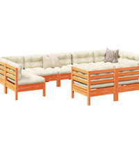9-tlg. Garten-Sofagarnitur mit Kissen Wachsbraun Kiefernholz