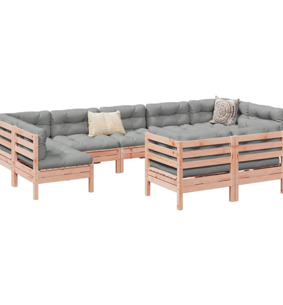 9-tlg. Garten-Sofagarnitur mit Kissen Massivholz Douglasie