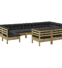9-tlg. Garten-Sofagarnitur mit Kissen Kiefernholz Imprägniert