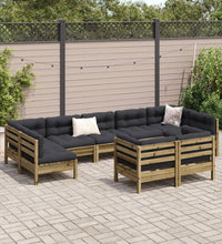 9-tlg. Garten-Sofagarnitur mit Kissen Kiefernholz Imprägniert