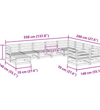 10-tlg. Garten-Sofagarnitur Wachsbraun Massivholz Kiefer