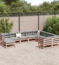 10-tlg. Garten-Sofagarnitur mit Kissen Massivholz Douglasie