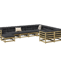 10-tlg. Garten-Sofagarnitur mit Kissen Kiefernholz Imprägniert