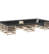 11-tlg. Garten-Sofagarnitur Massivholz Kiefer