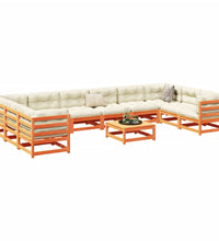 11-tlg. Garten-Sofagarnitur Wachsbraun Massivholz Kiefer