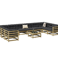 11-tlg. Garten-Sofagarnitur Kiefernholz Imprägniert