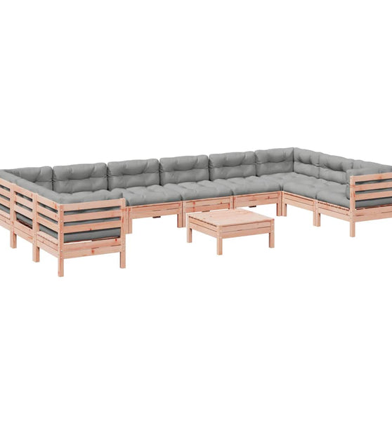 11-tlg. Garten-Sofagarnitur mit Kissen Massivholz Douglasie
