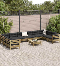 11-tlg. Garten-Sofagarnitur mit Kissen Kiefernholz Imprägniert