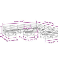 12-tlg. Garten-Sofagarnitur Massivholz Kiefer