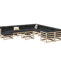 12-tlg. Garten-Sofagarnitur Massivholz Kiefer