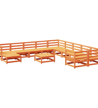 12-tlg. Garten-Sofagarnitur Wachsbraun Massivholz Kiefer