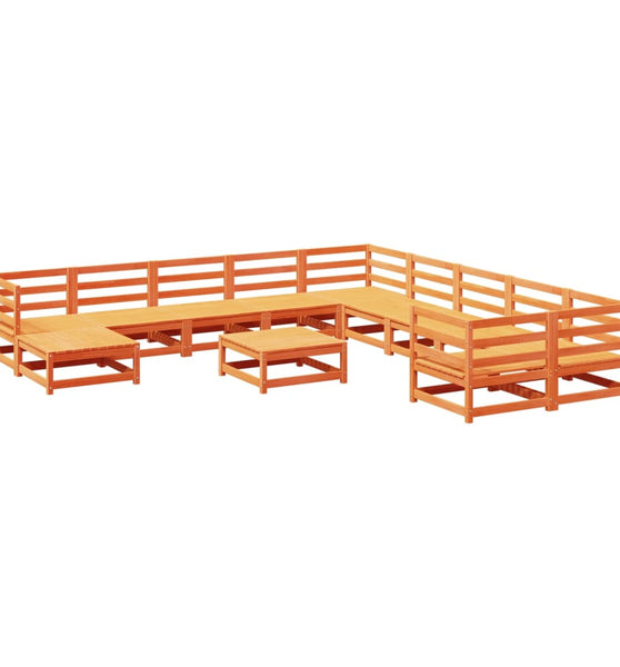 12-tlg. Garten-Sofagarnitur Wachsbraun Massivholz Kiefer