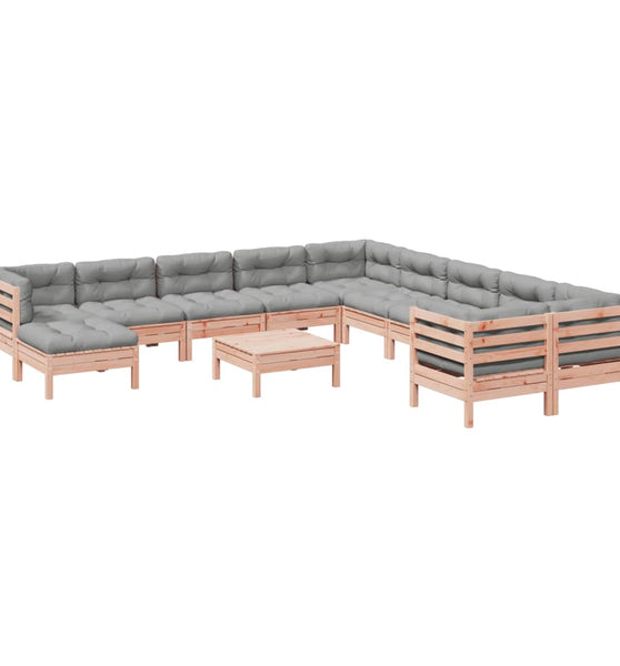 12-tlg. Garten-Sofagarnitur mit Kissen Massivholz Douglasie