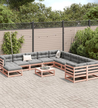 12-tlg. Garten-Sofagarnitur mit Kissen Massivholz Douglasie