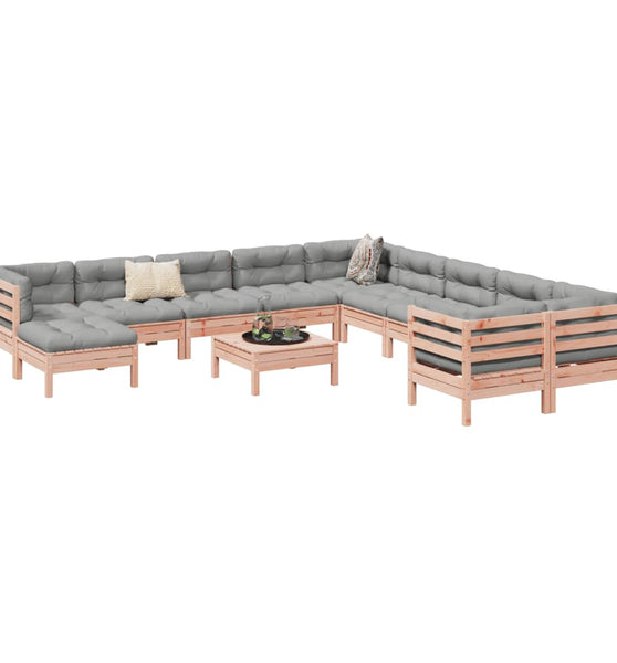 12-tlg. Garten-Sofagarnitur mit Kissen Massivholz Douglasie