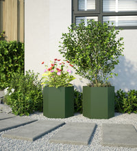 Garten-Pflanzgefäße 2 Stk.Olivgrün Sechseckig 46x40x45 cm Stahl