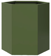 Garten-Pflanzgefäße 2 Stk.Olivgrün Sechseckig 46x40x45 cm Stahl