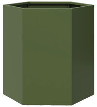 Garten-Pflanzgefäße 2 Stk.Olivgrün Sechseckig 46x40x45 cm Stahl