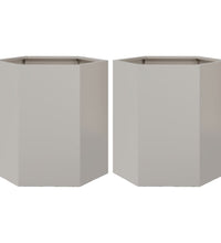 Garten-Pflanzgefäße 2 Stk.Sechseckig 46x40x45 cm Edelstahl