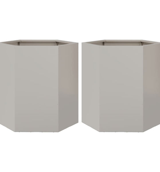 Garten-Pflanzgefäße 2 Stk.Sechseckig 46x40x45 cm Edelstahl