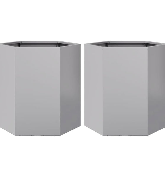 Garten-Pflanzgefäße 2Stk.Sechseckig 46x40x45cm Verzinkter Stahl