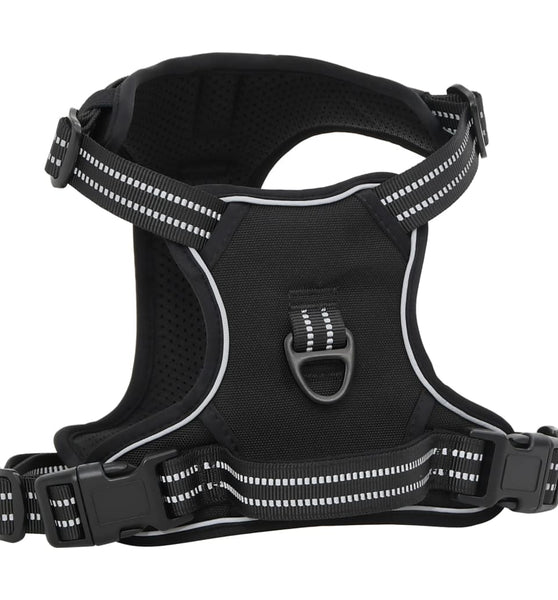 Hundegeschirr mit Leine & Halsband Verstellbar Schwarz XL