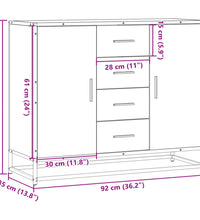 Sideboard Grau Sonoma 92x35x76 cm Holzwerkstoff